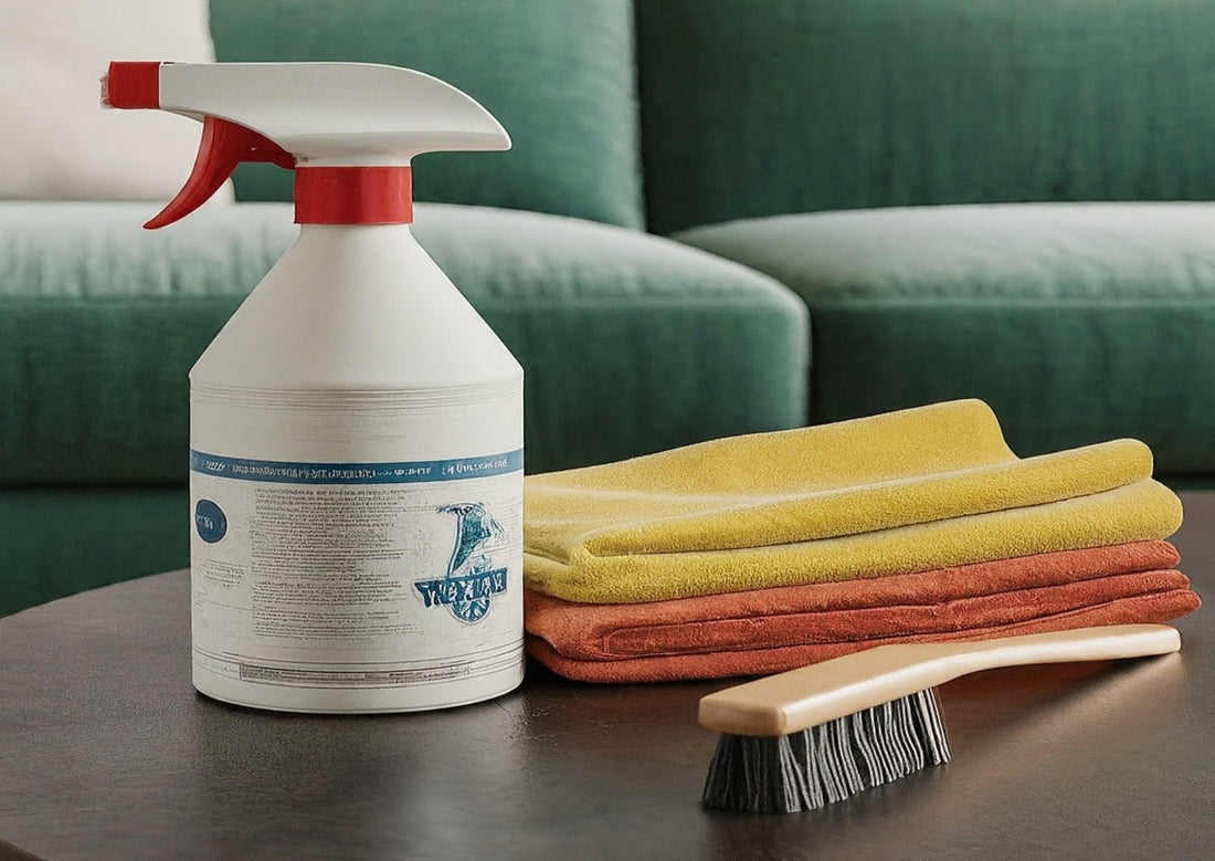 A set of products for cleaning corduroy couch