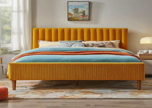 An elegant-look corduroy bed frame