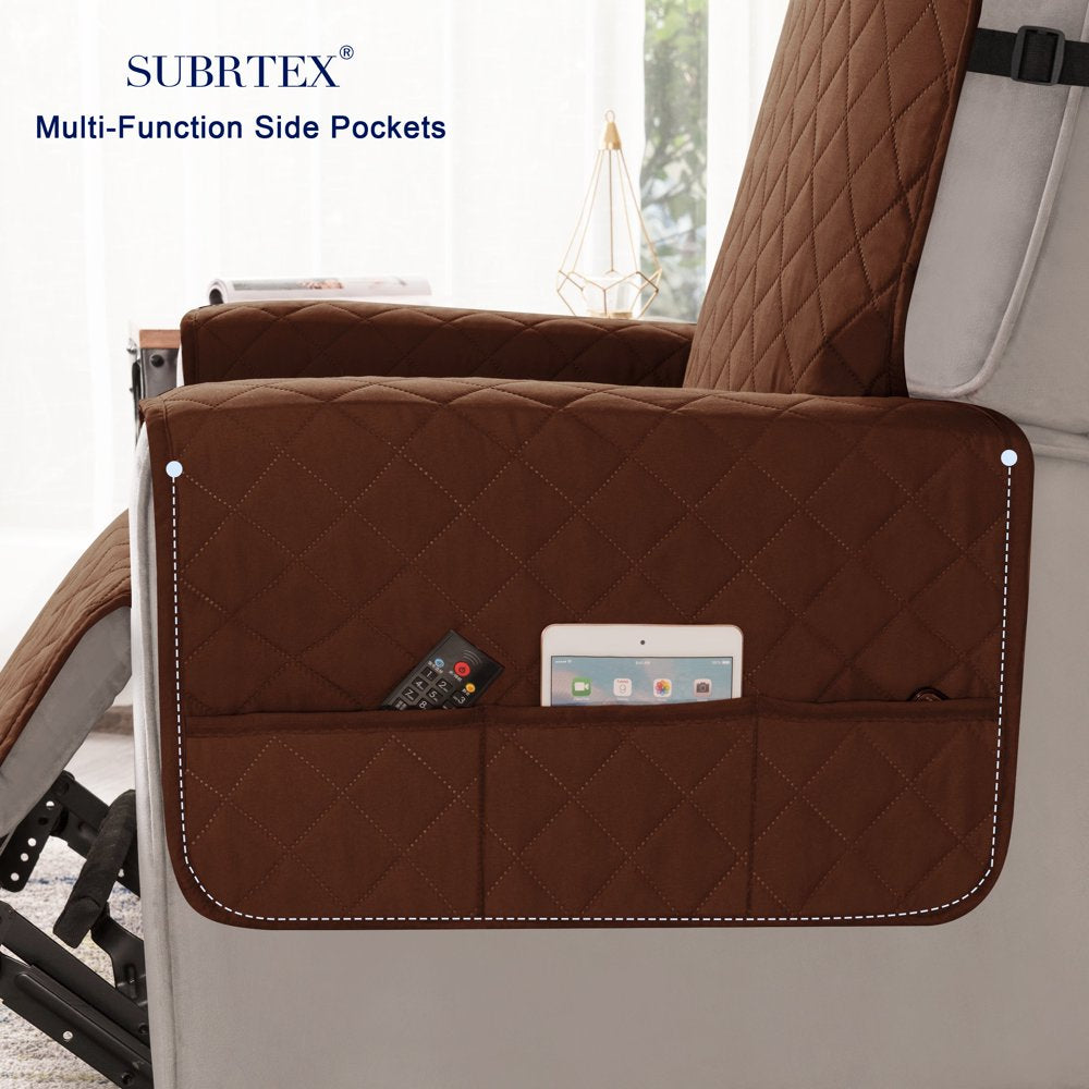 Reversible Chocolate Corduroy Couch Cover with Side Pockets