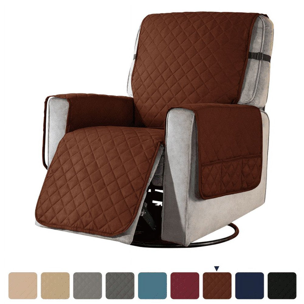 Reversible Chocolate Corduroy Couch Cover with Side Pockets
