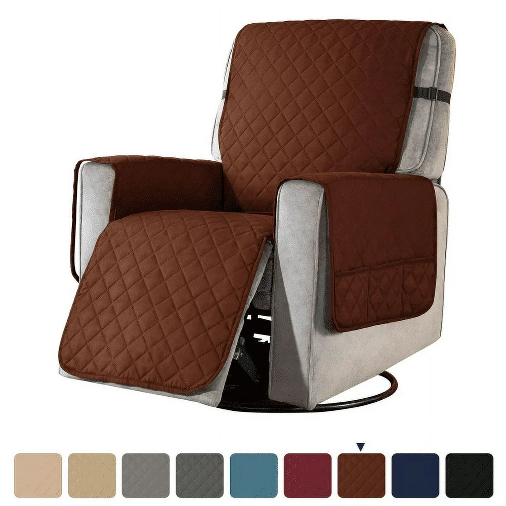 Reversible Chocolate Corduroy Couch Cover with Side Pockets