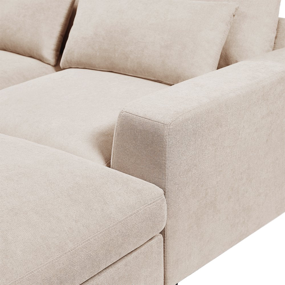 5 Seat Modern L-Shape Feather Filled Oversized Corduroy Couch with Reversible Chaise