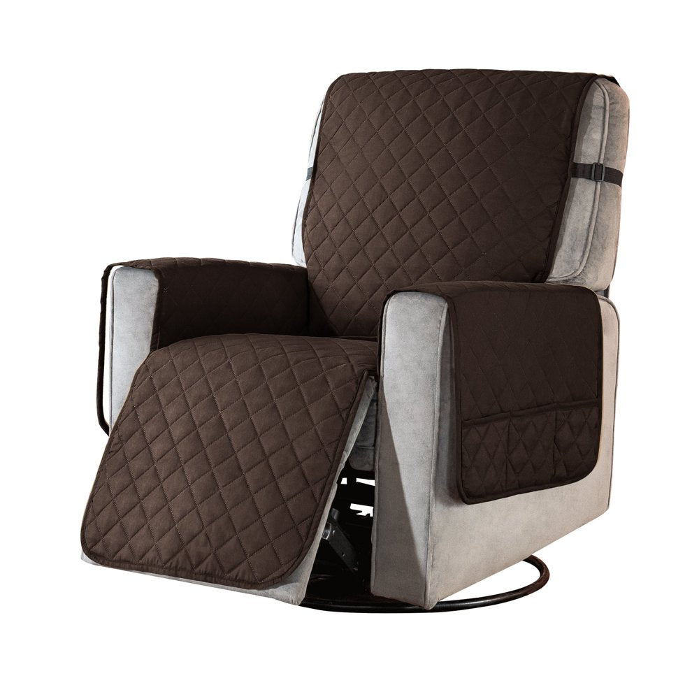 Reversible Chocolate Corduroy Couch Cover with Side Pockets