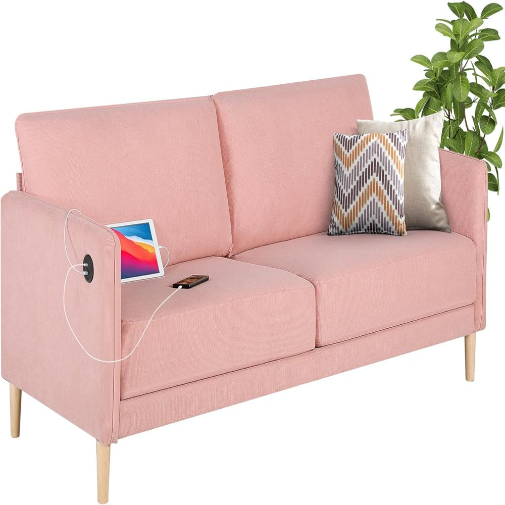 3 Seater Sofa 80\U201D Corduroy Loveseats Extra Deep Seats with USB Charger Ports