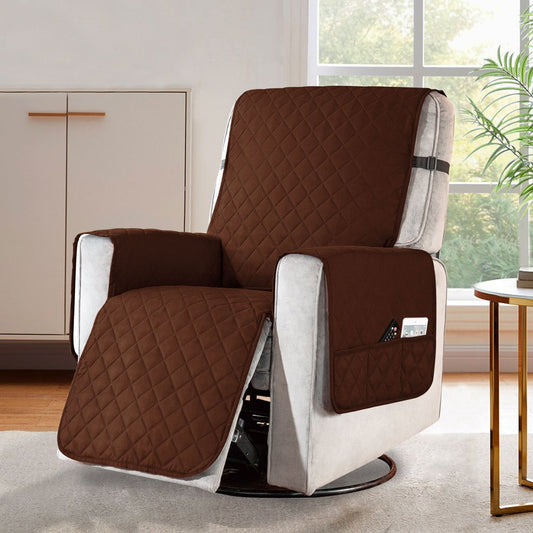 Reversible Chocolate Corduroy Couch Cover with Side Pockets