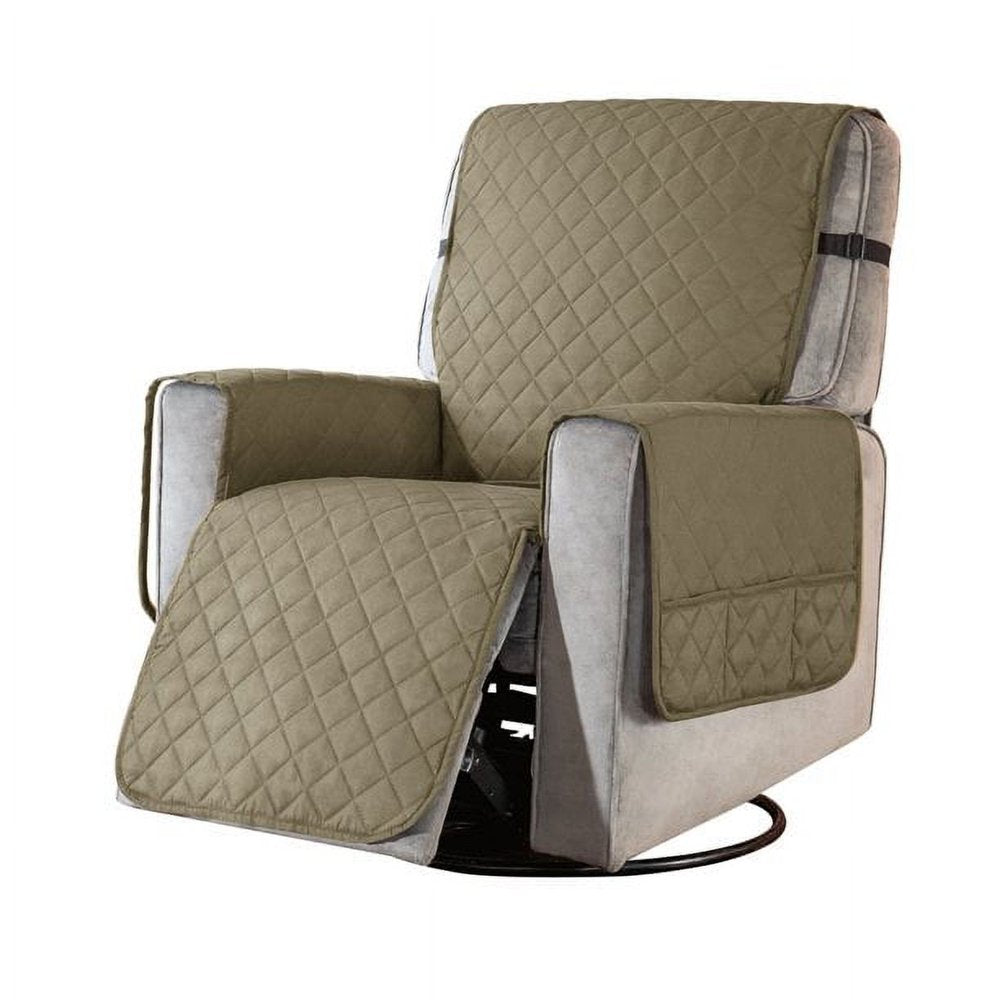 Reversible Chocolate Corduroy Couch Cover with Side Pockets