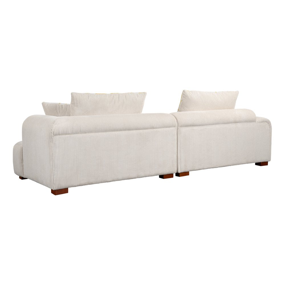 103.9" Modern Upholstered Beige Corduroy Couch Tufted with 4 Pillows