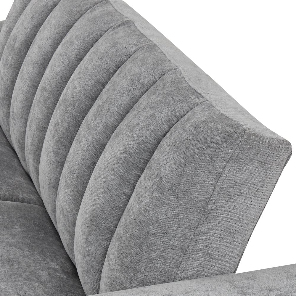 Recliner Gray Corduroy Loveseats with Adjustable Backrest & Wood Frame
