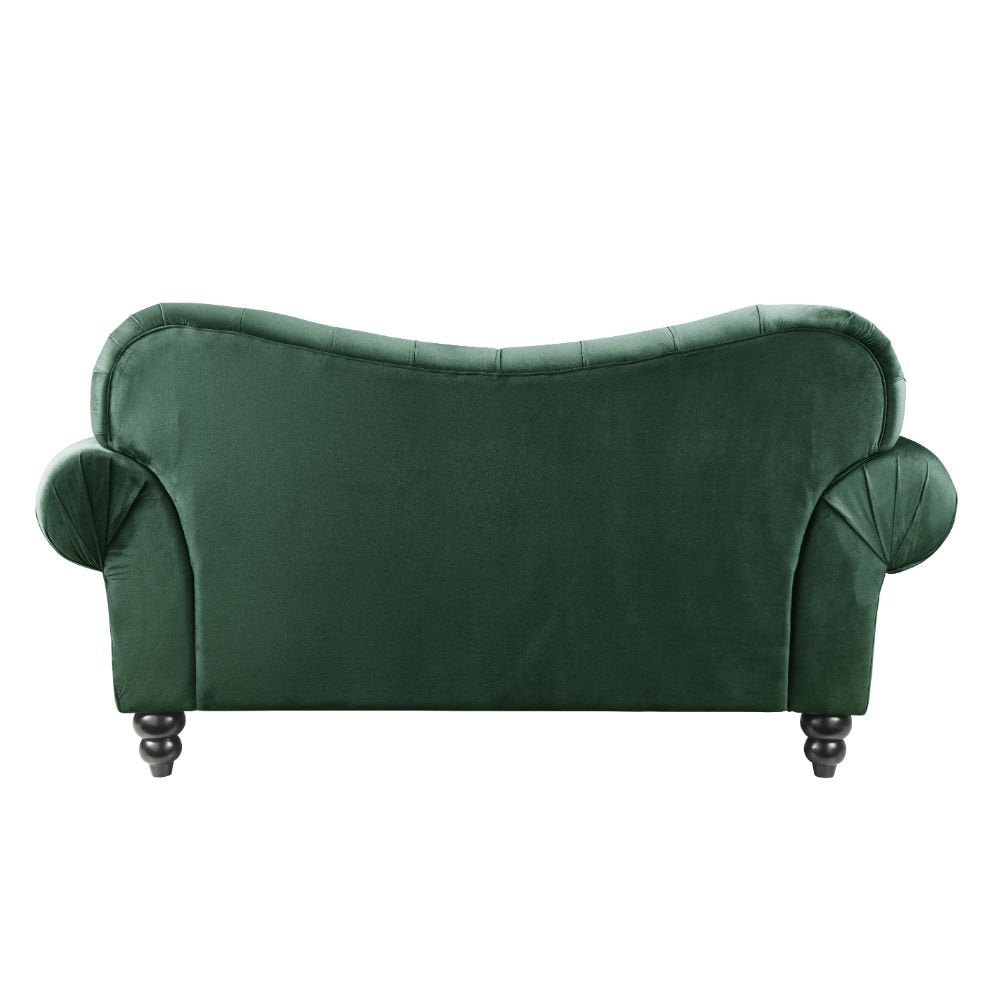 Button Tufted Green Corduroy Loveseats