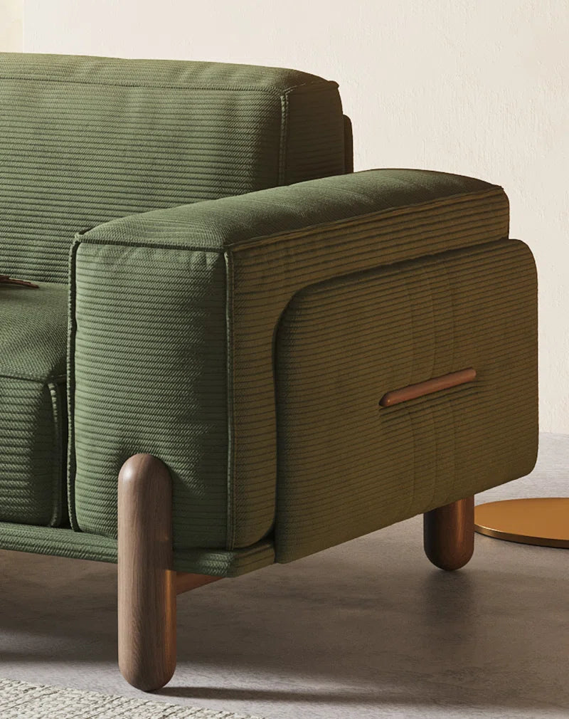 Large Green Oversized Corduroy Upholstered Sofa