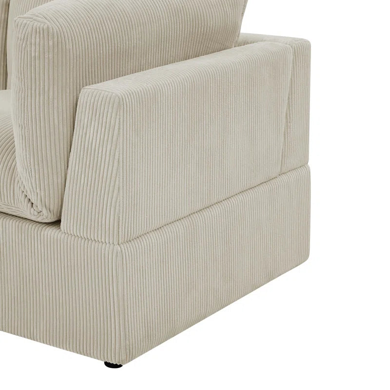 Angadresma 134" Wide Symmetrical Modular Corner Sectional Corduroy Couch