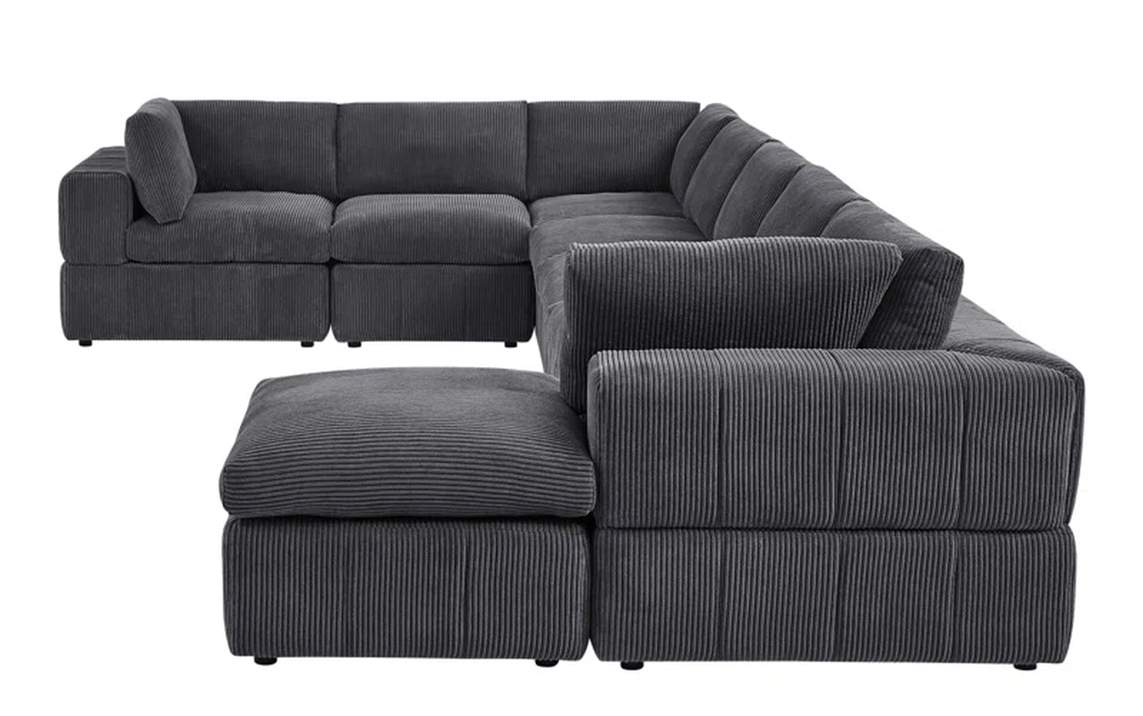 Aneea 8 - Piece Upholstered Sectional Corduroy Couch