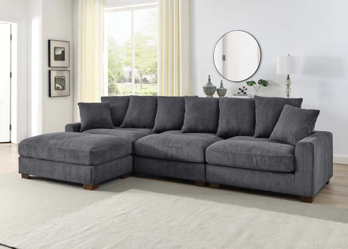Ava-Rae Luxe 4-Piece Sectional Corduroy Couch