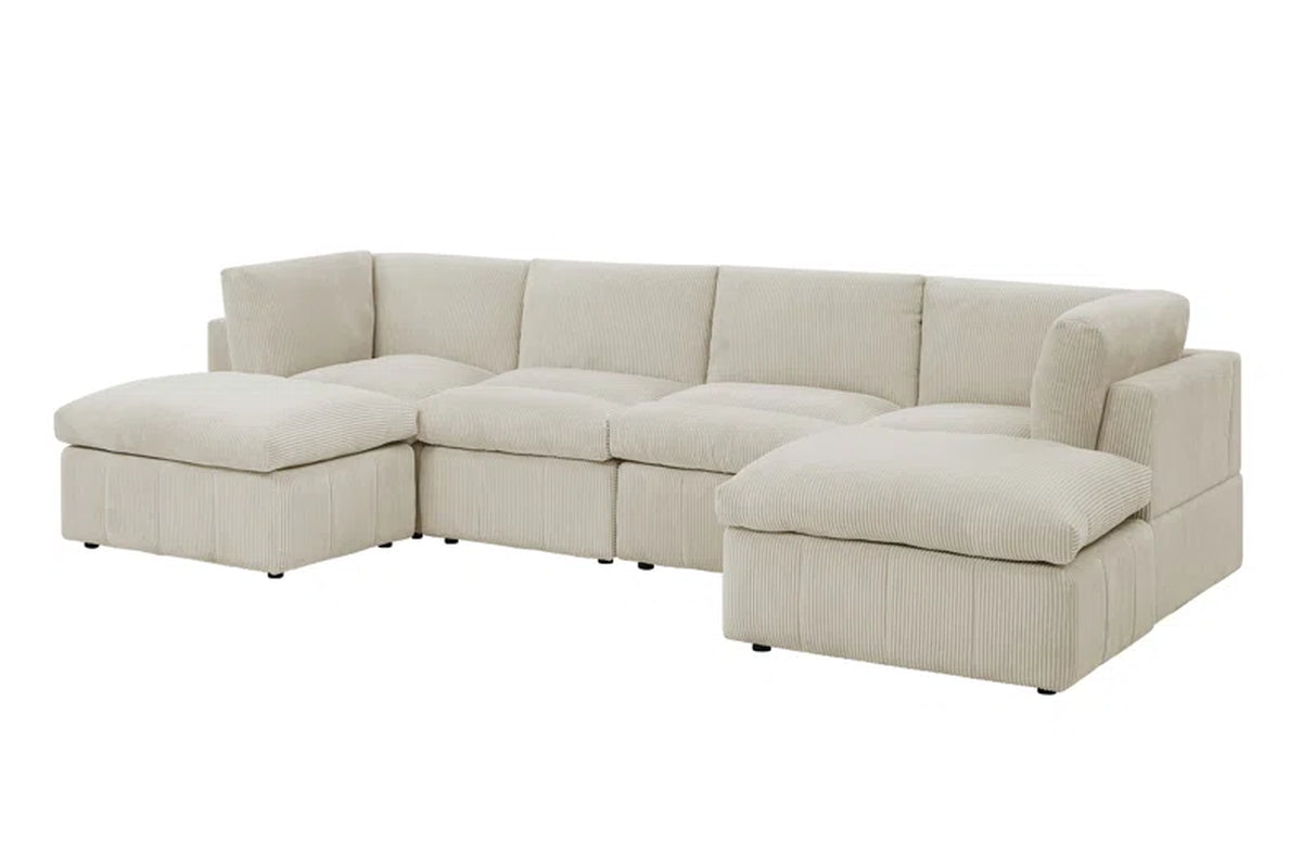 Angadresma 134" Wide Symmetrical Modular Corner Sectional Corduroy Couch