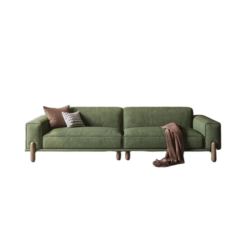Large Green Oversized Corduroy Upholstered Sofa