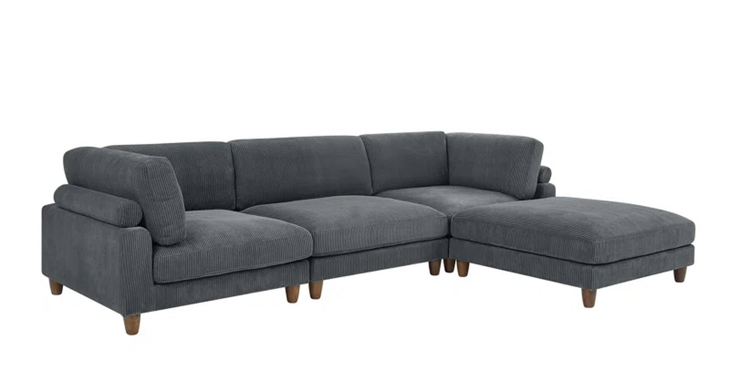 Barbarette Palatial 133.5'' Corduroy Reversible Modular Sectional Corduroy Couch