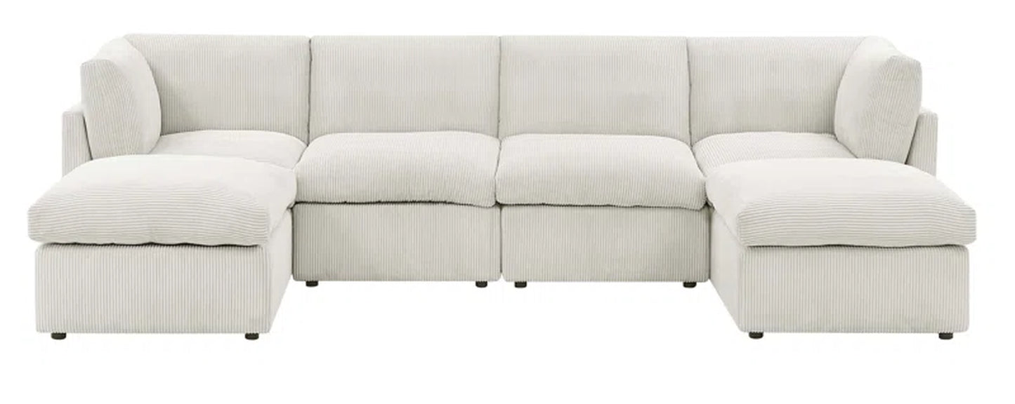 Amulya Deluxe 3-Piece Upholstered Sectional Corduroy Couch