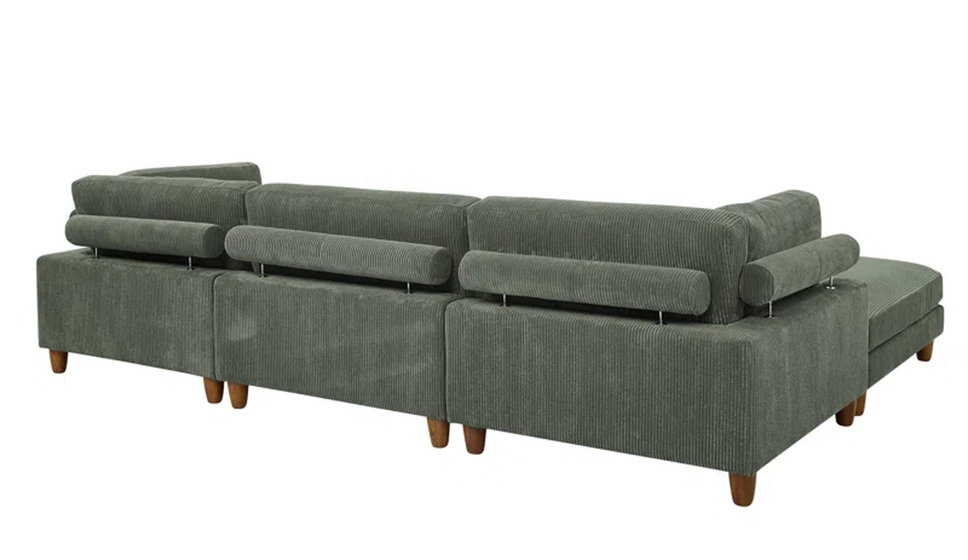 Barbarette Palatial 133.5'' Corduroy Reversible Modular Sectional Corduroy Couch
