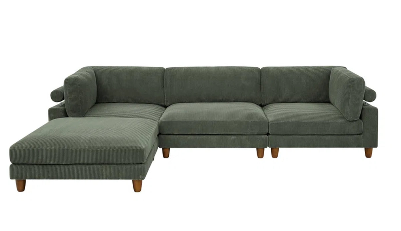 Barbarette Palatial 133.5'' Corduroy Reversible Modular Sectional Corduroy Couch