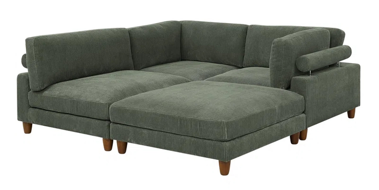 Barbarette Palatial 133.5'' Corduroy Reversible Modular Sectional Corduroy Couch