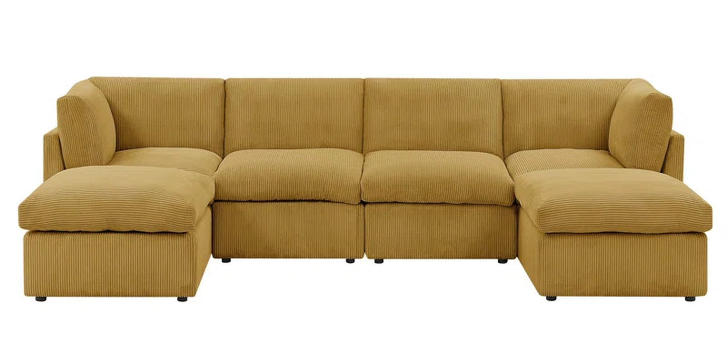 Amulya Deluxe 3-Piece Upholstered Sectional Corduroy Couch