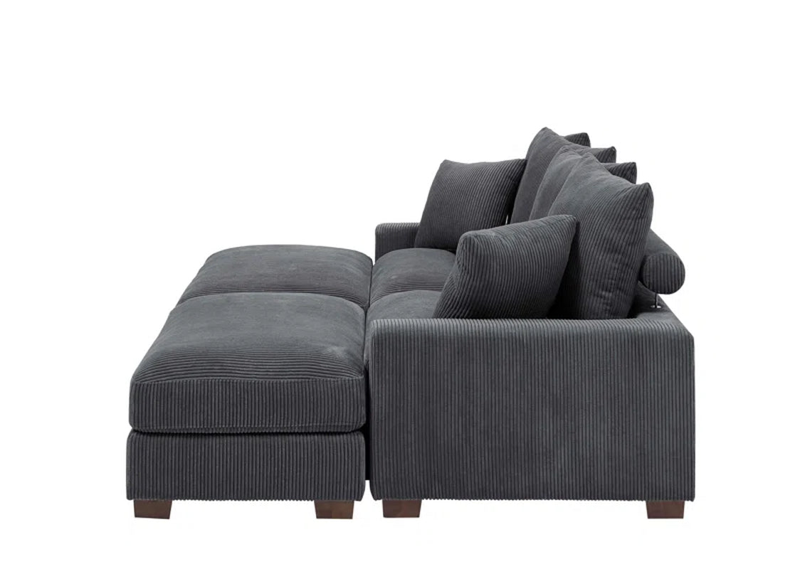 Arzuaga Majestic Retreat 4 - Piece Upholstered Sectional Corduroy Couch