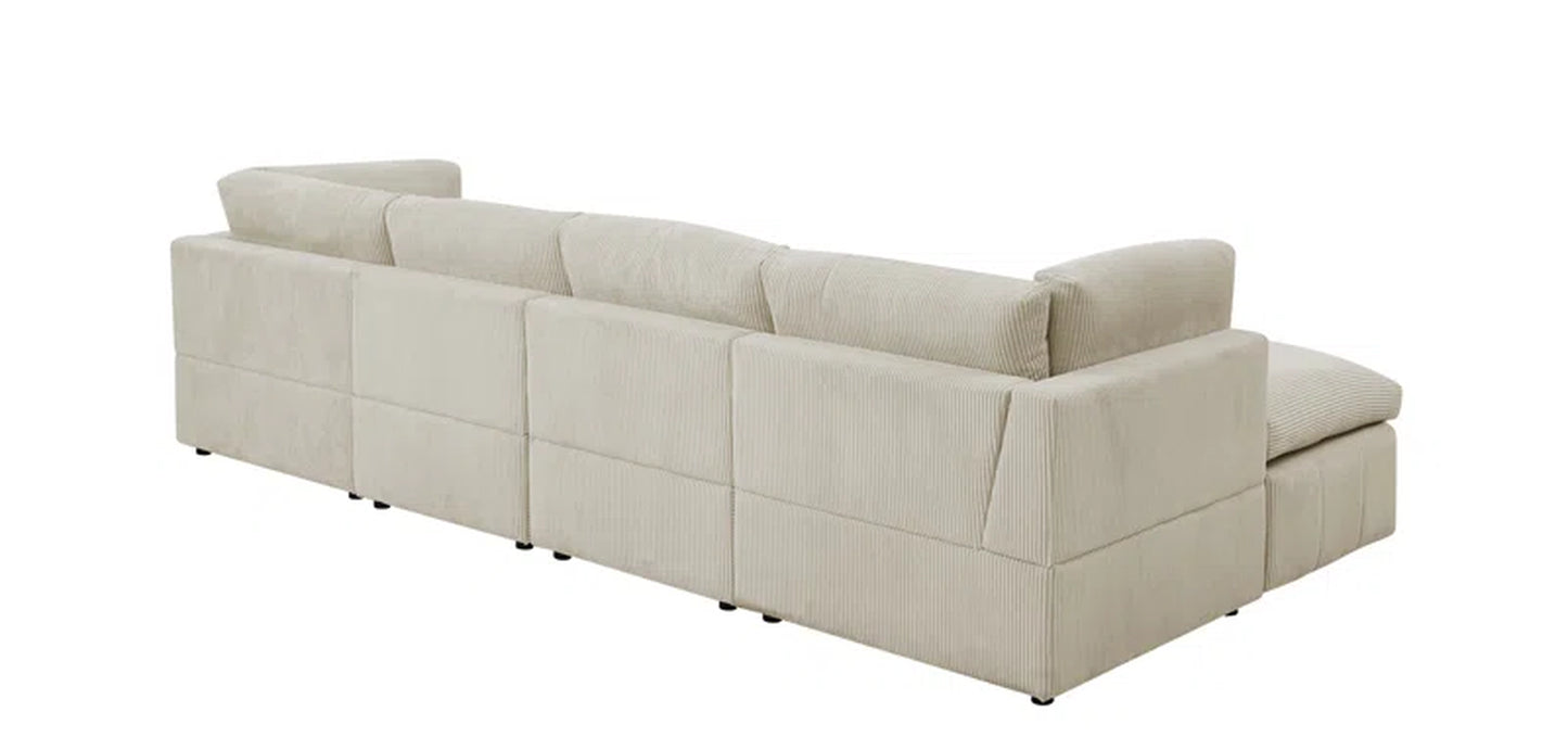Angadresma 134" Wide Symmetrical Modular Corner Sectional Corduroy Couch