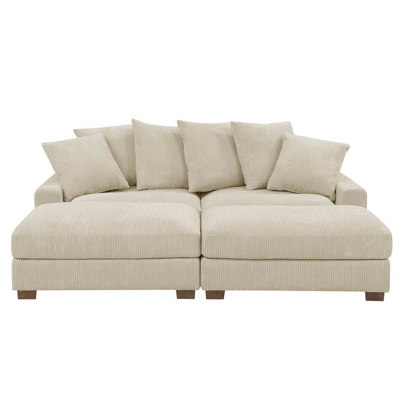 Arzuaga Majestic Retreat 4 - Piece Upholstered Sectional Corduroy Couch
