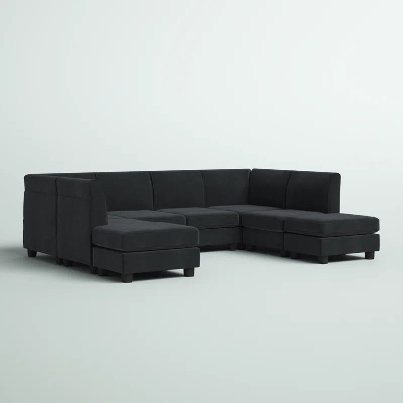 Boutwell Luxe Haven 8 - Piece Upholstered Sectional Corduroy Couch