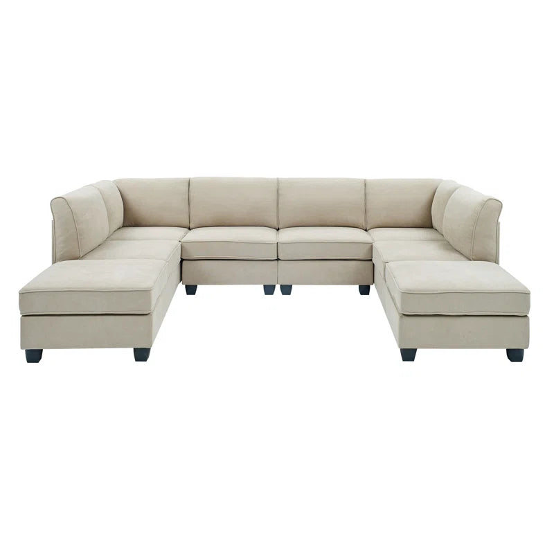 Boutwell Luxe Haven 8 - Piece Upholstered Sectional Corduroy Couch