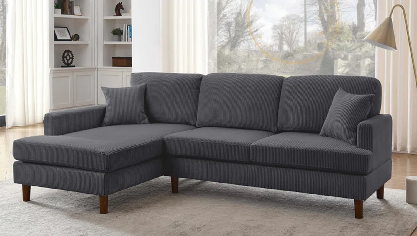 Bretonneux CozyNook 2 - Piece Upholstered Sectional Corduroy Couch