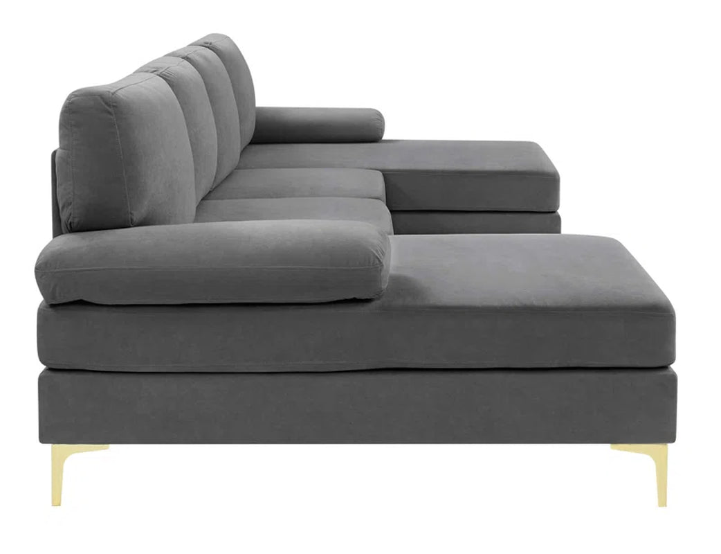 Amulya Deluxe 3-Piece Upholstered Sectional Corduroy Couch