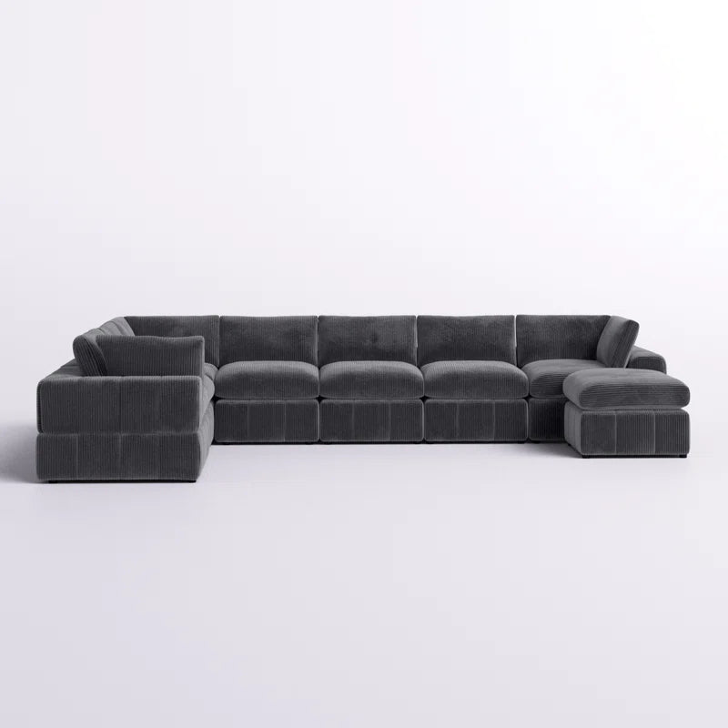 Aneea 8 - Piece Upholstered Sectional Corduroy Couch