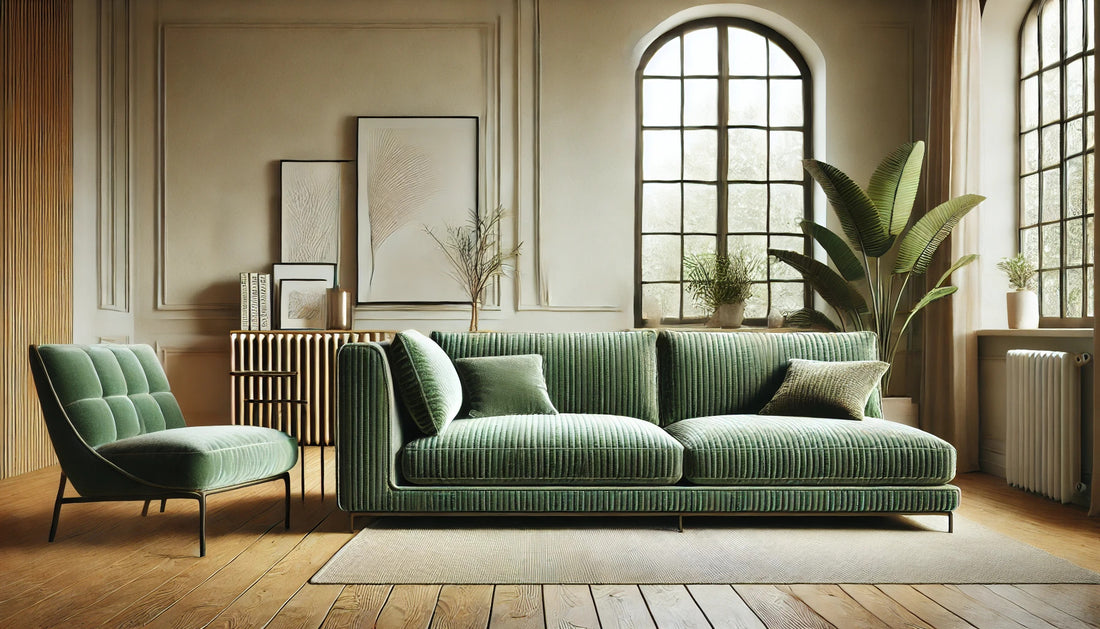 Green cord sofas in the living room