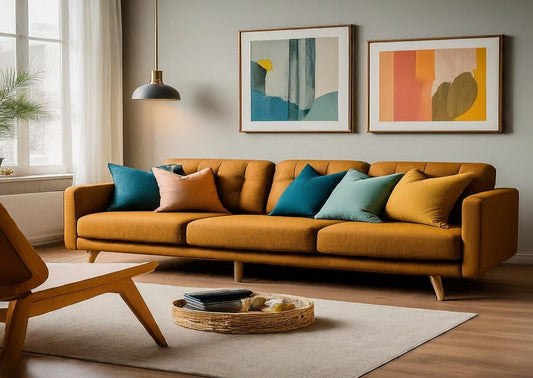 Assortment of throw pillows for corduroy couches