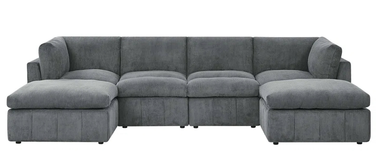 Angadresma 134" Wide Symmetrical Modular Corner Sectional Corduroy Couch