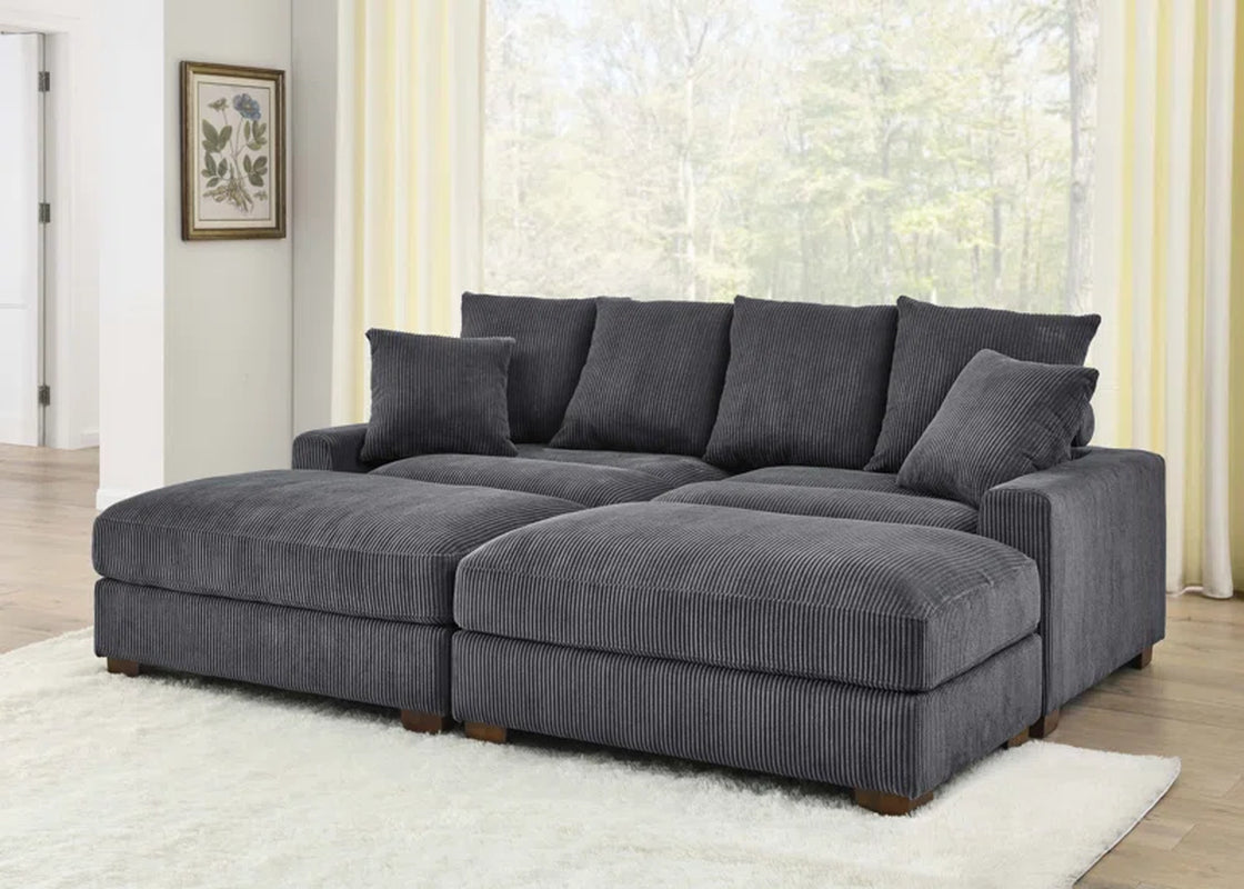 Arzuaga Majestic Retreat 4 - Piece Upholstered Sectional Corduroy Couch