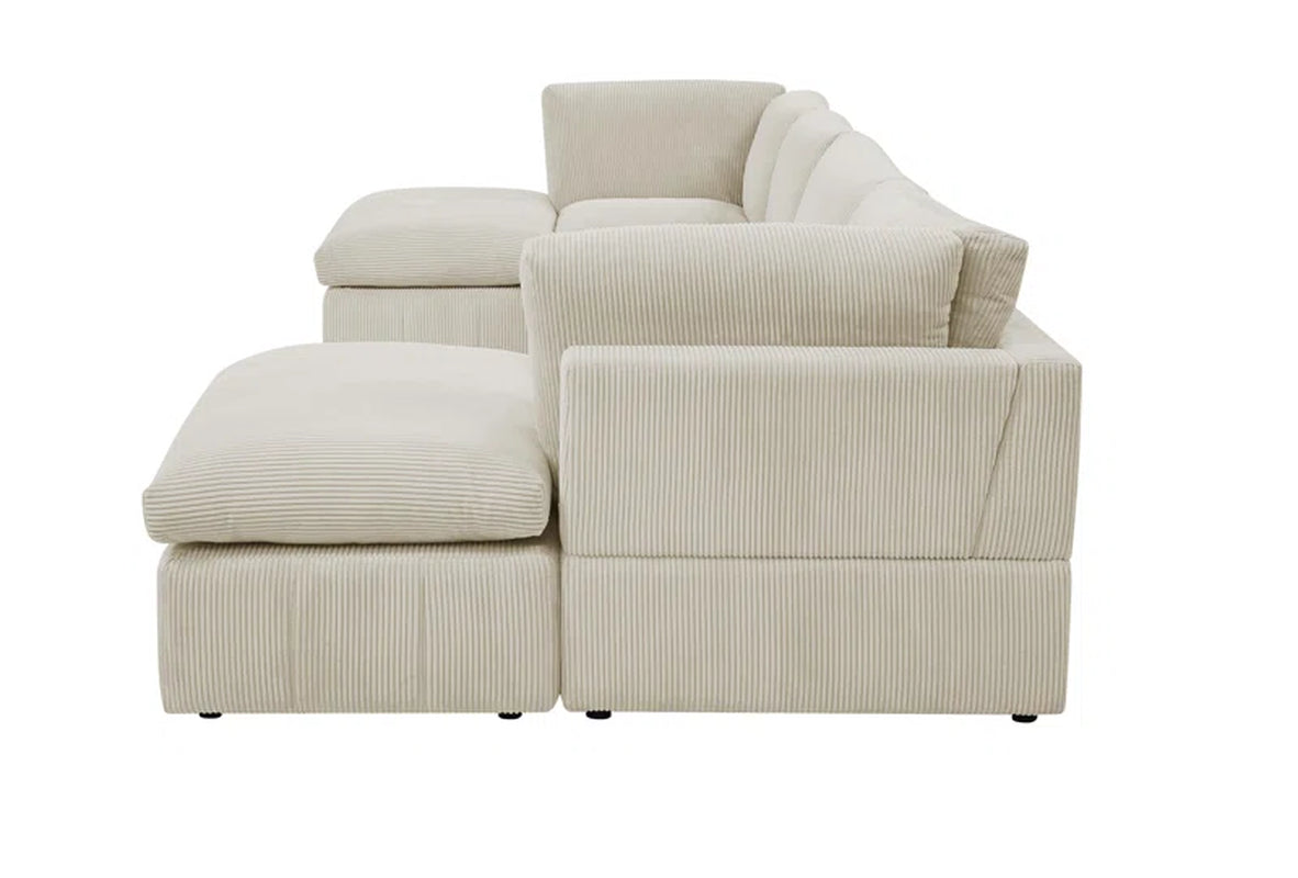 Angadresma 134" Wide Symmetrical Modular Corner Sectional Corduroy Couch