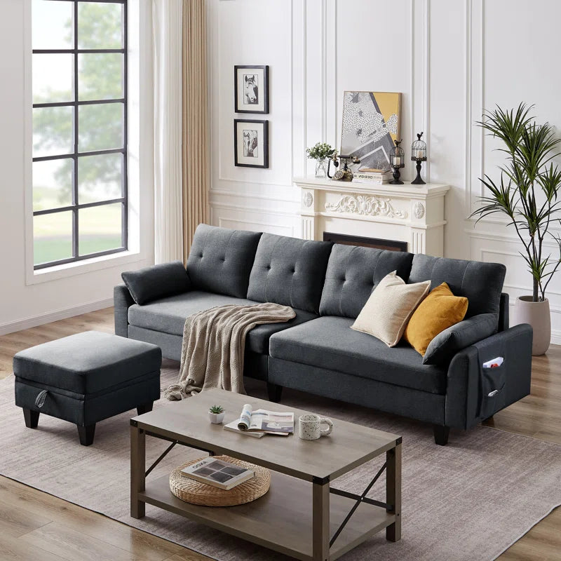 Linnzi FlexSpace 101'' Upholstered Sectional Sofa with Chaise