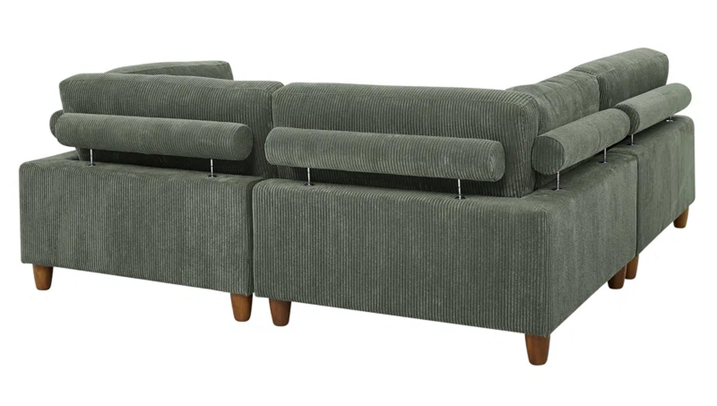 Barbarette Palatial 133.5'' Corduroy Reversible Modular Sectional Corduroy Couch