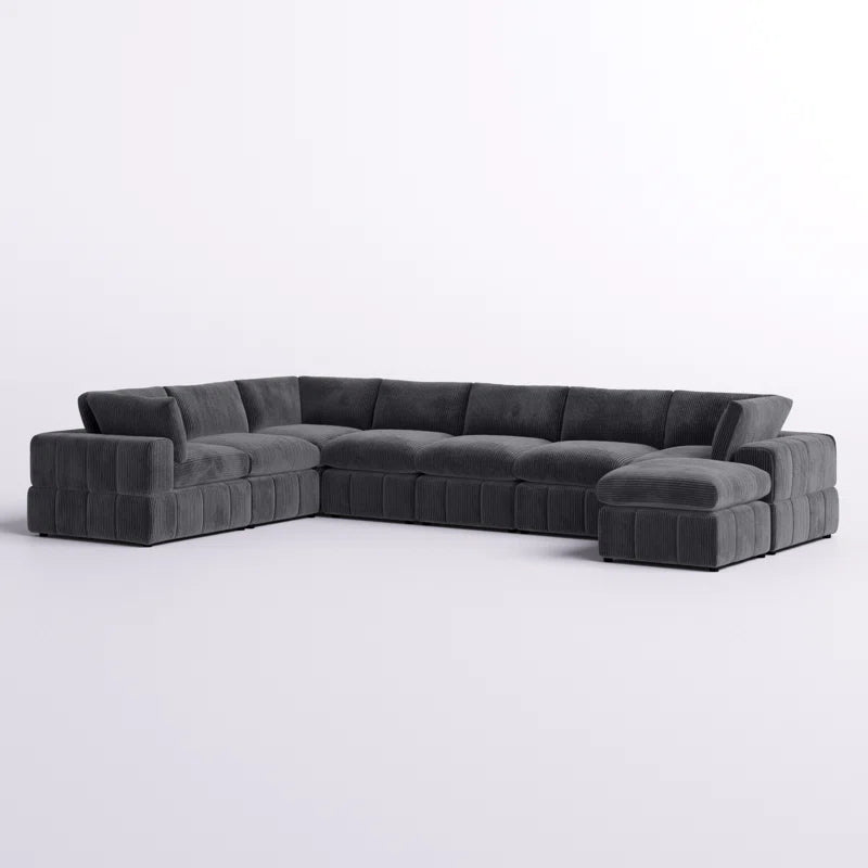 Aneea 8 - Piece Upholstered Sectional Corduroy Couch