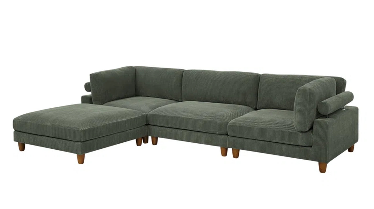 Barbarette Palatial 133.5'' Corduroy Reversible Modular Sectional Corduroy Couch
