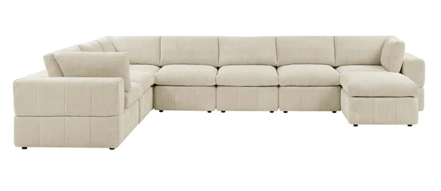Aneea 8 - Piece Upholstered Sectional Corduroy Couch