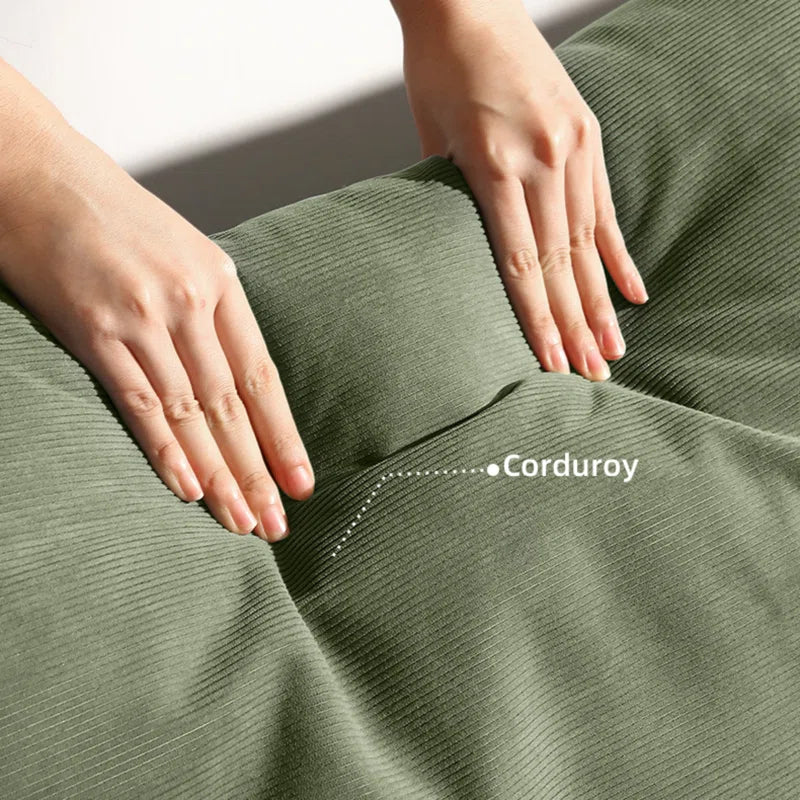 Large Green Oversized Corduroy Upholstered Sofa