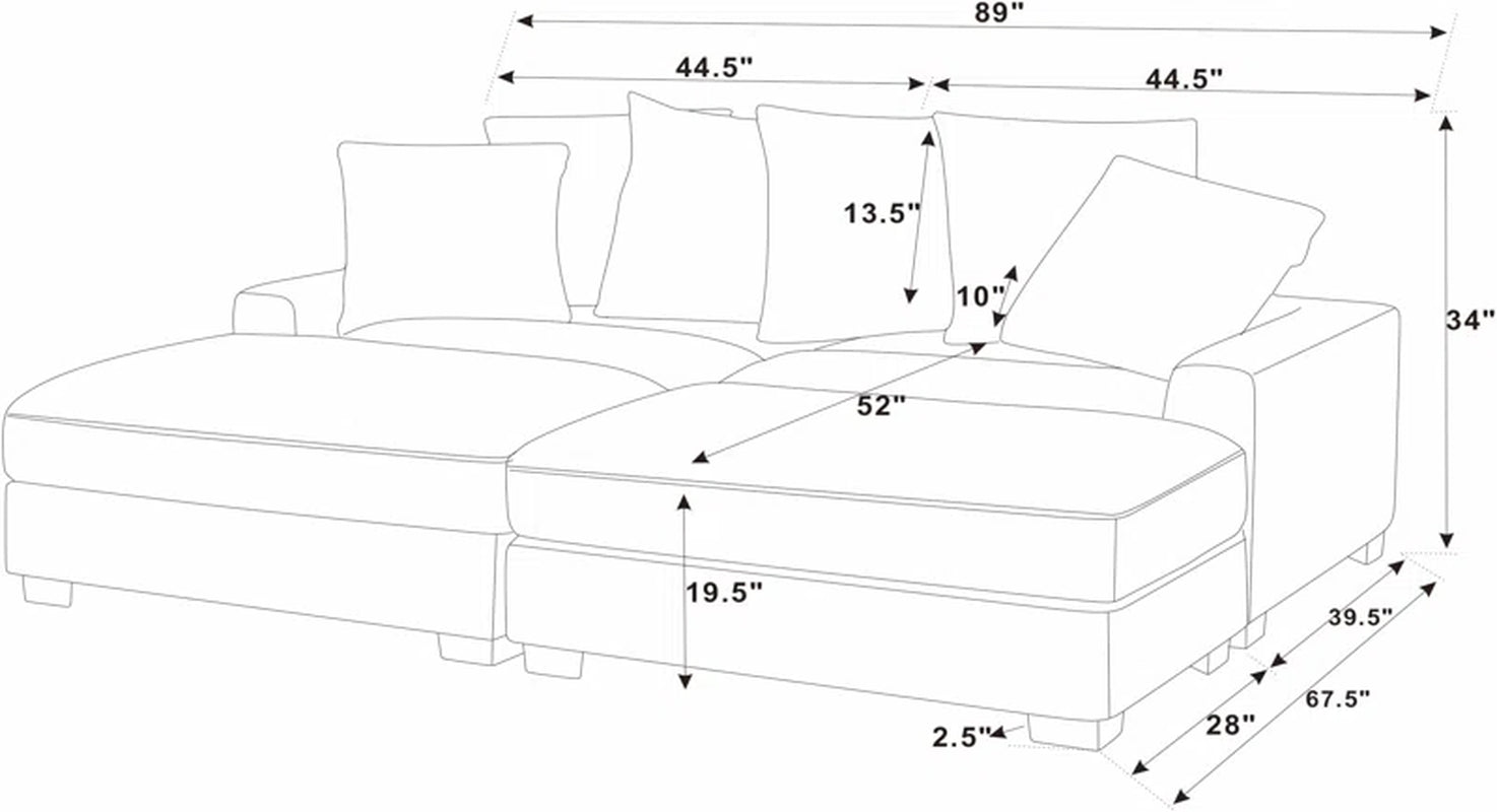 Arzuaga Majestic Retreat 4 - Piece Upholstered Sectional Corduroy Couch