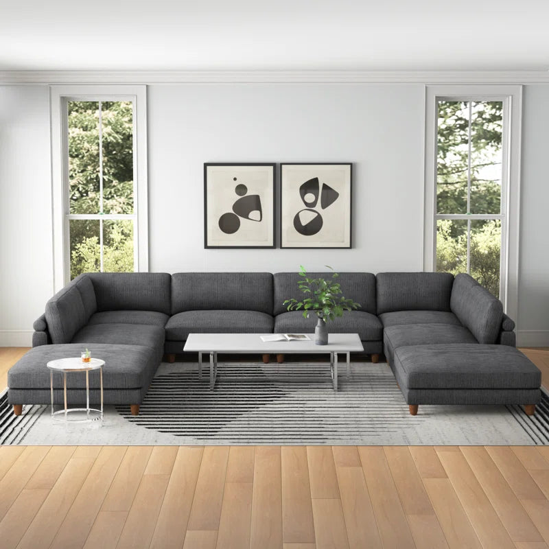 Elysian 8-Piece Upholstered Sectional Corduroy Couch