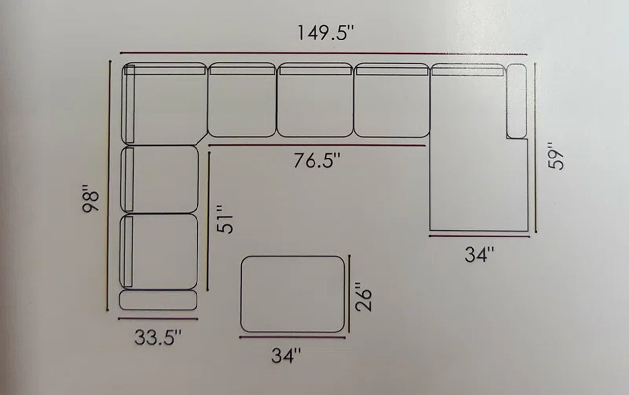 Marsala Harmony 8-Piece Upholstered Sectional Corduroy Couch