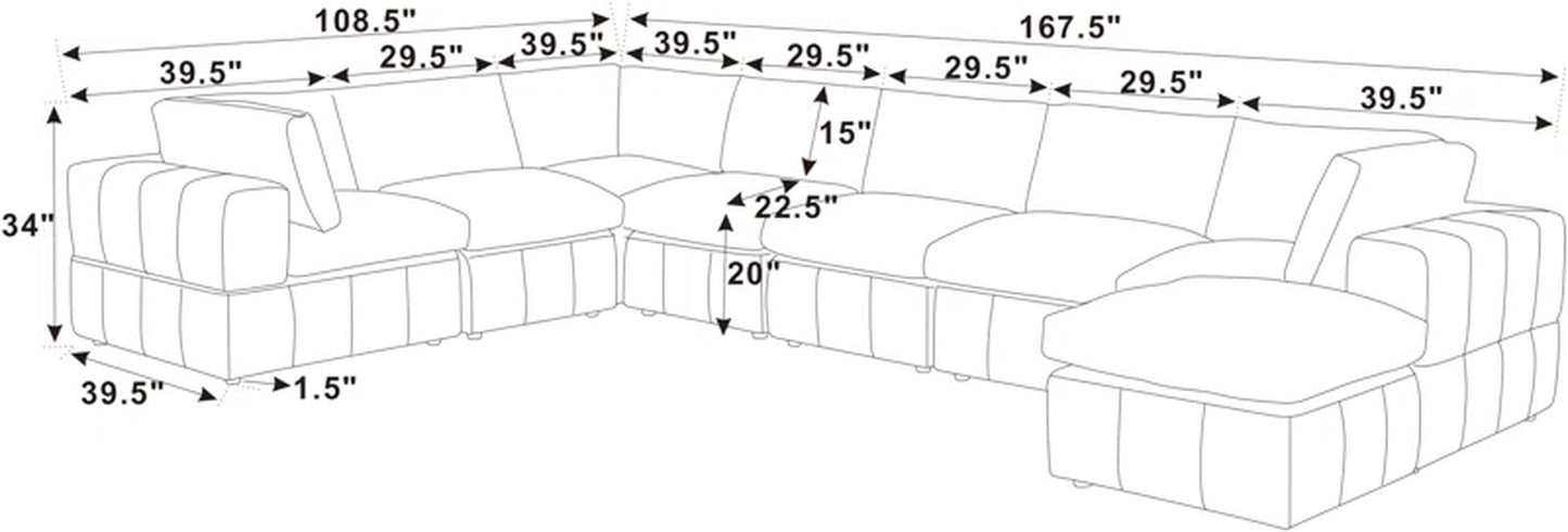 Aneea 8 - Piece Upholstered Sectional Corduroy Couch