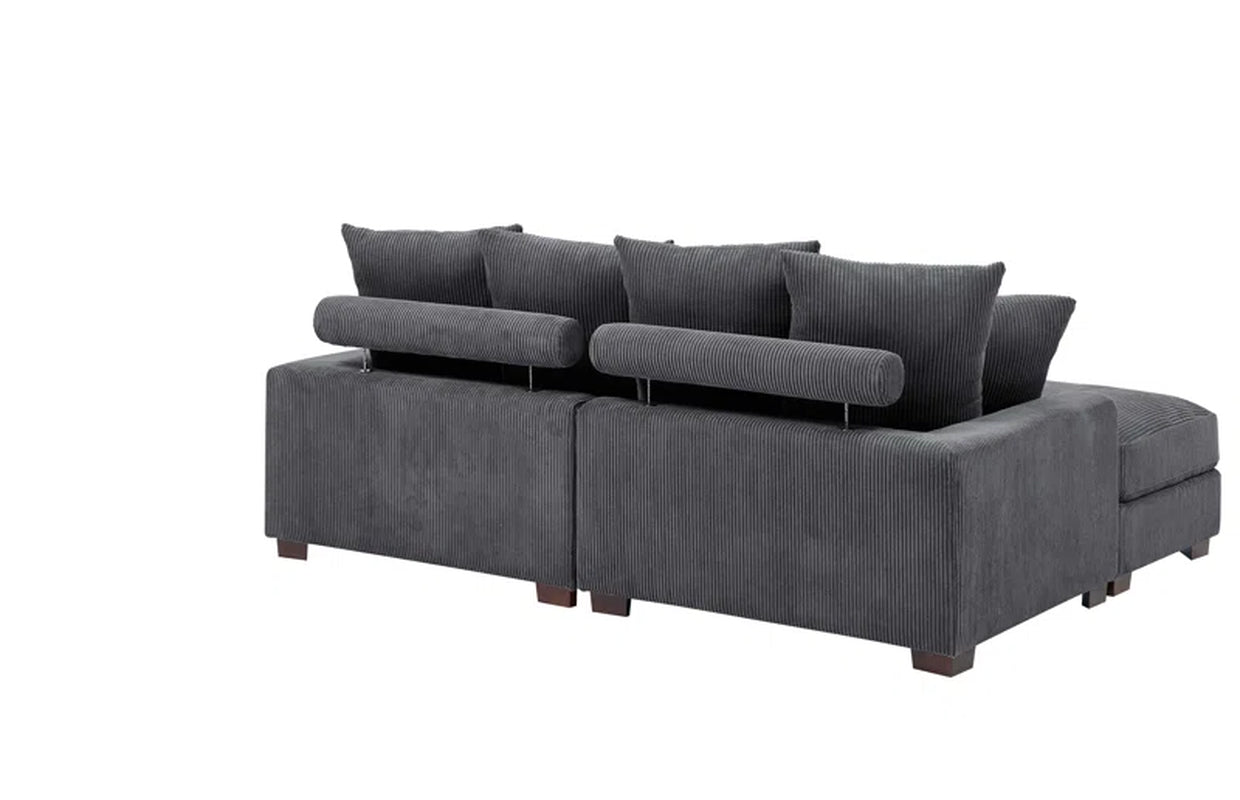 Arzuaga Majestic Retreat 4 - Piece Upholstered Sectional Corduroy Couch